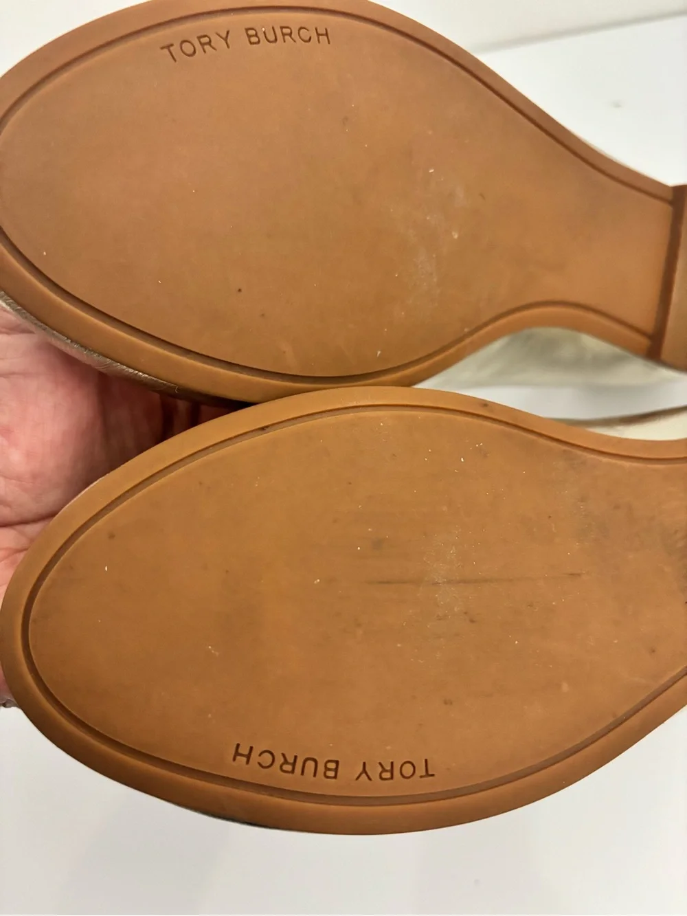 Tory Burch Gold Metallic Logo Ballet Flats